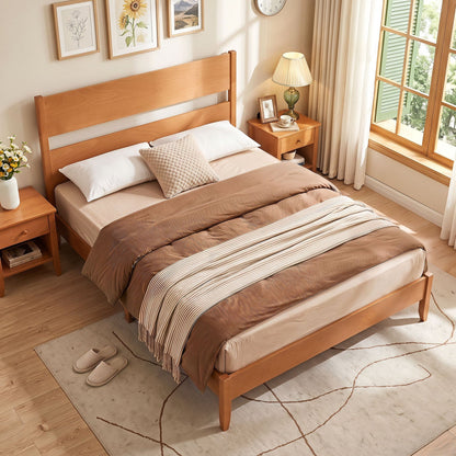 Queen Bed Frame with Headboard and Solid Wood Legs in light wood finish, DirectDeals on Tampa Home & Garden Store