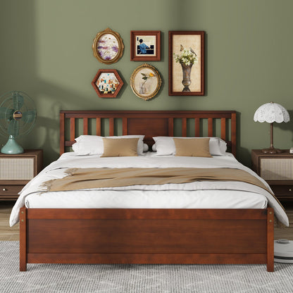 Cama de plataforma de madera con cabecero y soporte de listones - Tamaño Queen
