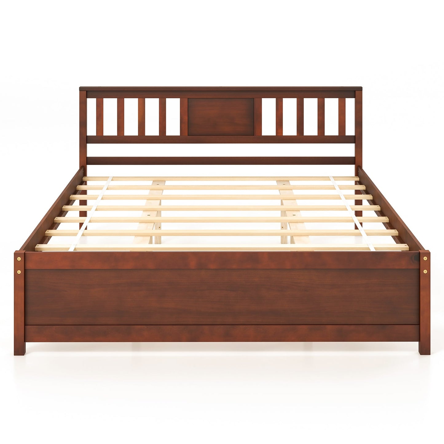 Cama de plataforma de madera con cabecero y soporte de listones - Tamaño Queen