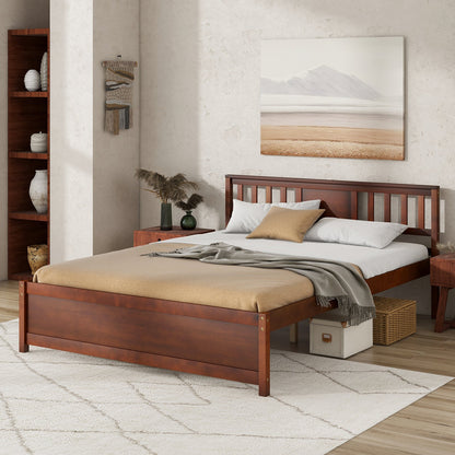 Cama de plataforma de madera con cabecero y soporte de listones - Tamaño Queen