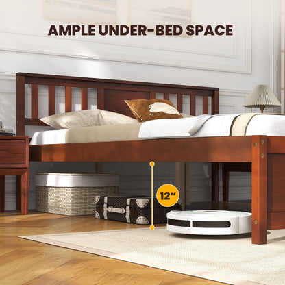 Cama de plataforma de madera con cabecero y soporte de listones - Tamaño Queen