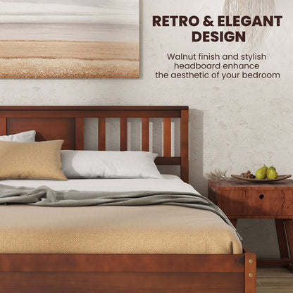 Cama de plataforma de madera con cabecero y soporte de listones - Tamaño Queen