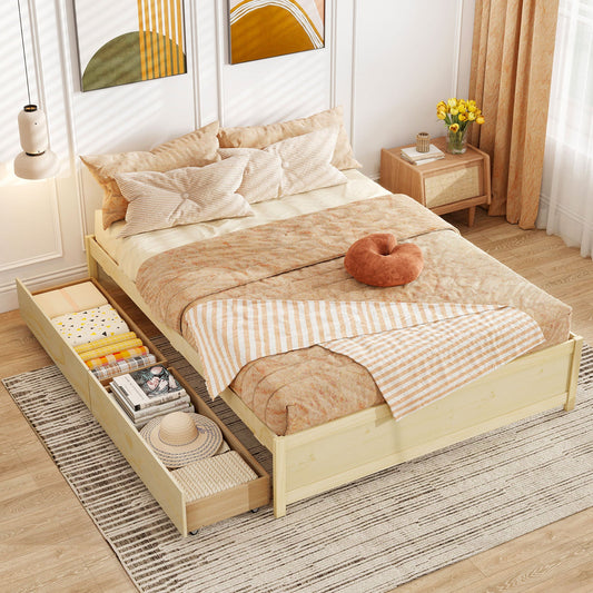 Queen Size Bed Frame with 2 Rolling Storage Drawers - Tampa Home & Garden Store