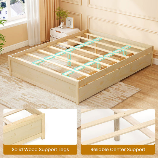 Queen Size Bed Frame with 2 Rolling Storage Drawers - Tampa Home & Garden Store