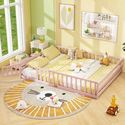 Queen Size Floor Bed For Kids With Guardrails