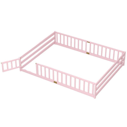 Queen Size Floor Bed For Kids With Guardrails