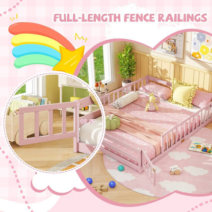 Queen Size Floor Bed For Kids With Guardrails