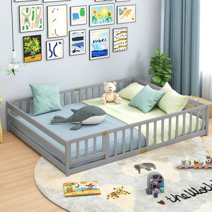 Queen Size Floor Bed For Kids With Guardrails