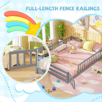 Queen Size Floor Bed For Kids With Guardrails