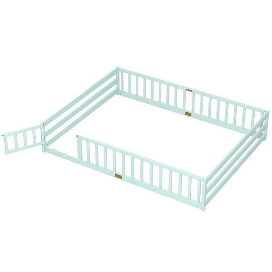 Queen Size Floor Bed For Kids With Guardrails