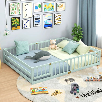 Queen Size Floor Bed For Kids With Guardrails