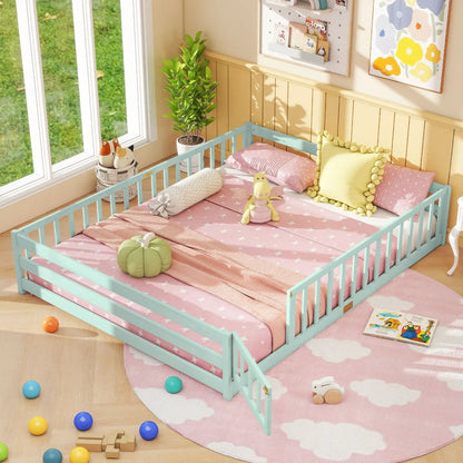 Queen Size Floor Bed For Kids With Guardrails
