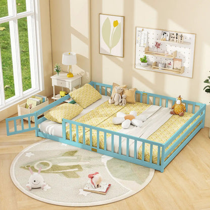 Queen Size Floor Bed For Kids With Guardrails