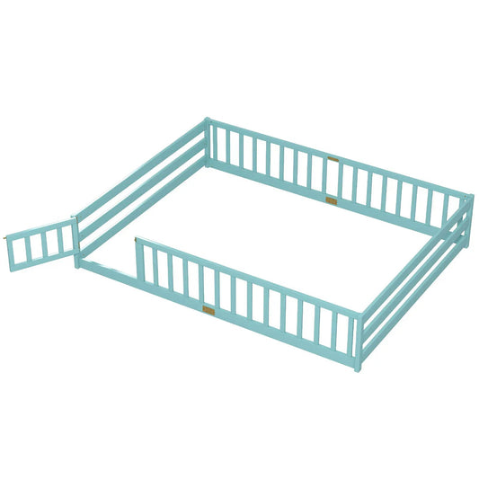 Queen Size Floor Bed For Kids With Guardrails