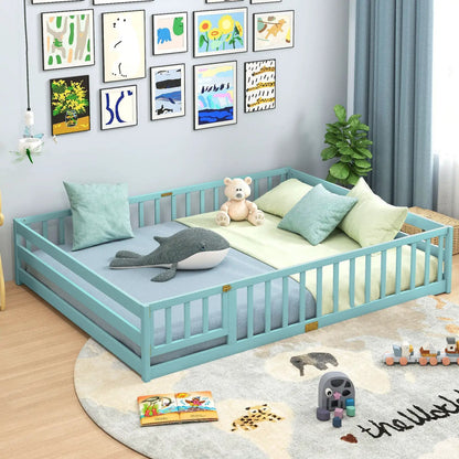 Queen Size Floor Bed For Kids With Guardrails