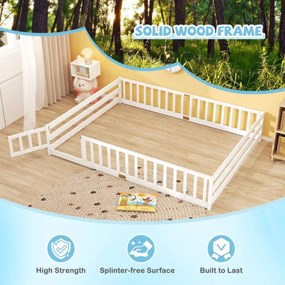 Queen Size Floor Bed For Kids With Guardrails