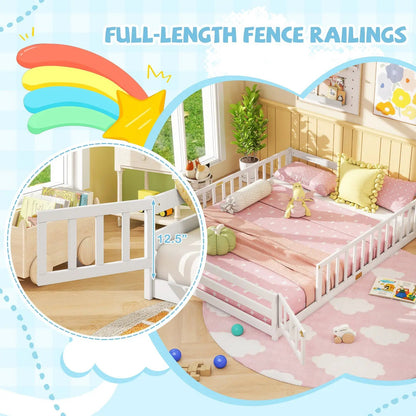 Queen Size Floor Bed For Kids With Guardrails
