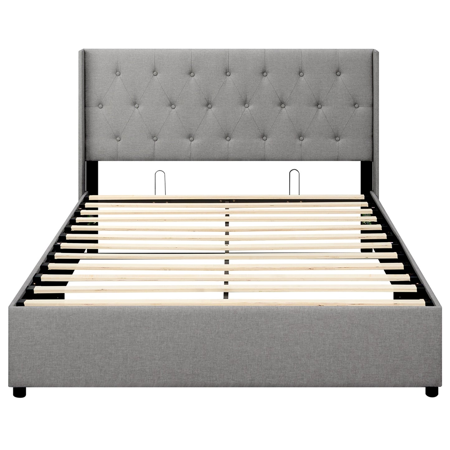 Queen Size Lift-up Storage Bed Modern Linen Upholstered Platform Bed