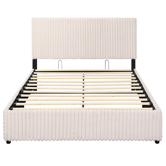 Queen Size Lift-up Storage Bed with Wooden Slat Support - Tampa Home & Garden Store