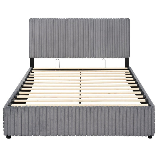 Queen Size Lift-up Storage Bed with Wooden Slat Support - Tampa Home & Garden Store