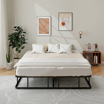 Base de cama tamaño queen con soporte de listones de metal