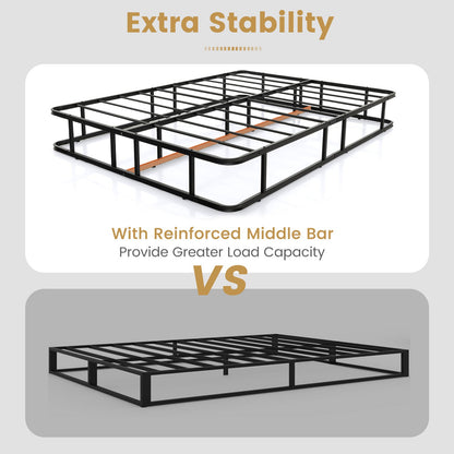 Base de cama tamaño queen con soporte de listones de metal