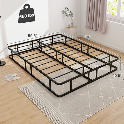 Base de cama tamaño queen con soporte de listones de metal