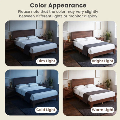 Queen Platform Bed Frame with Headboard White