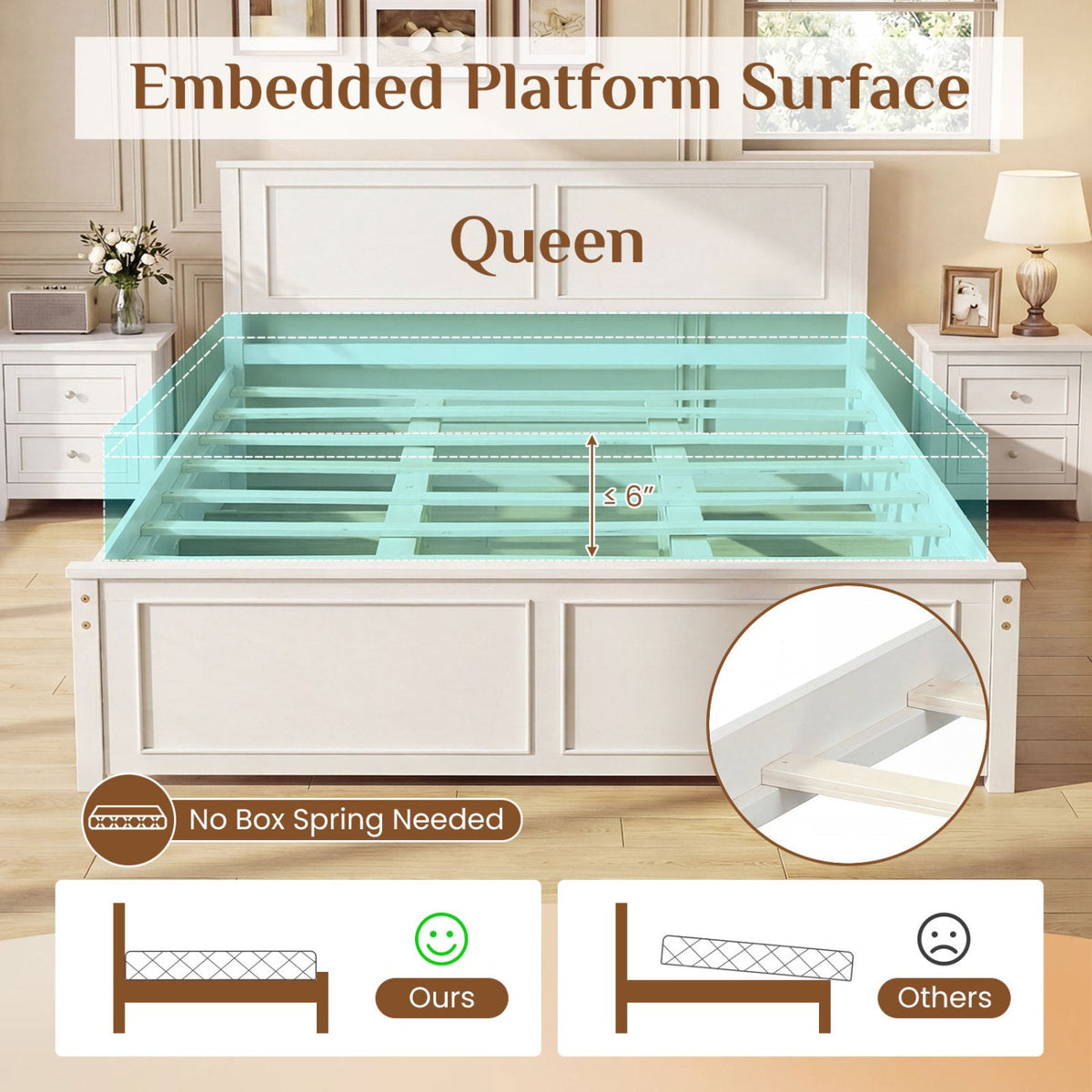 Twin size platform bed frame with headboard in white by DirectDeals, platform beds & bed frames on Tampa Home & Garden Store