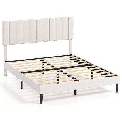 Full Size Velvet Upholstered Platform Bed Frame