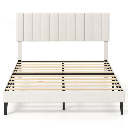 Full Size Velvet Upholstered Platform Bed Frame