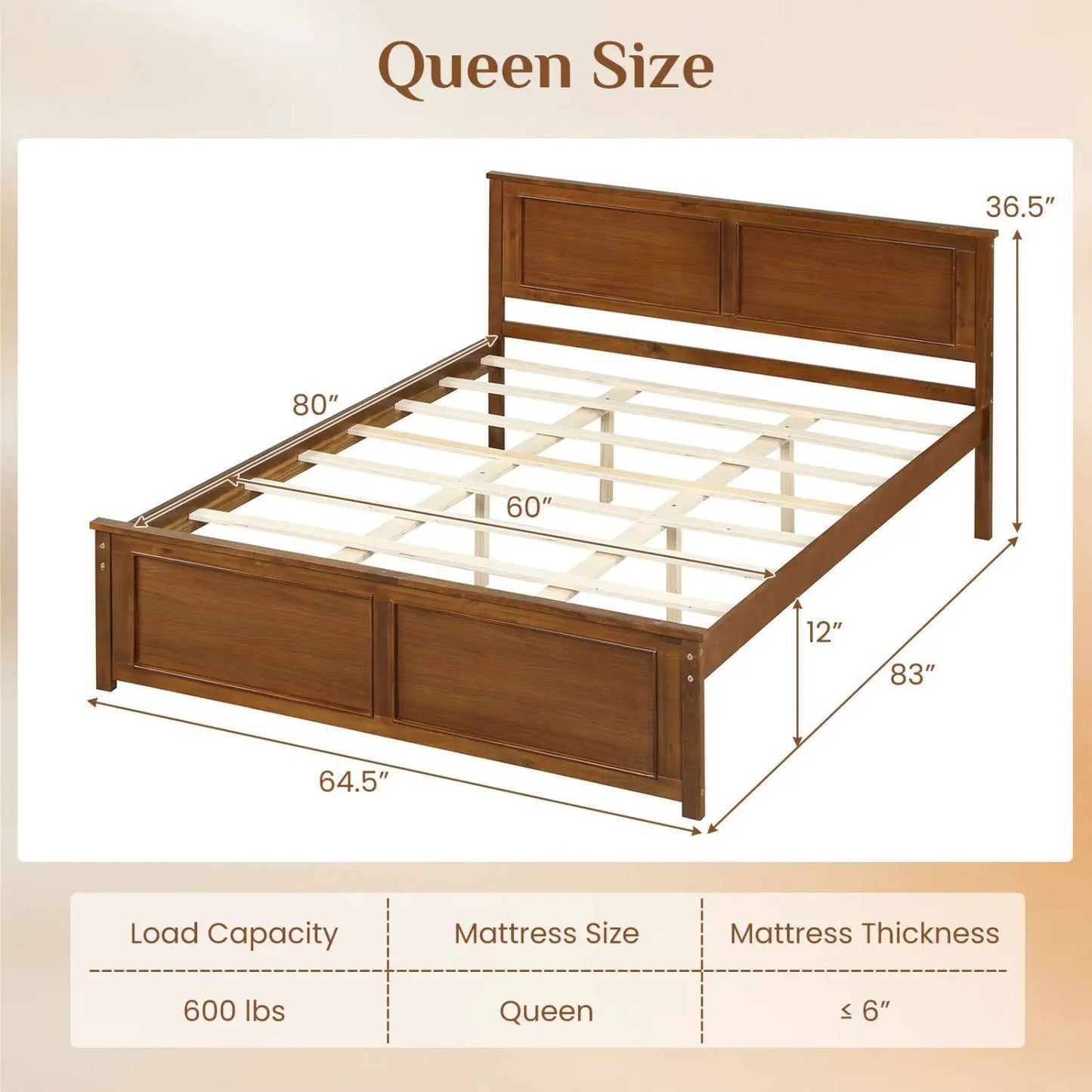 Twin Wooden Platform Bed Frame with Headboard