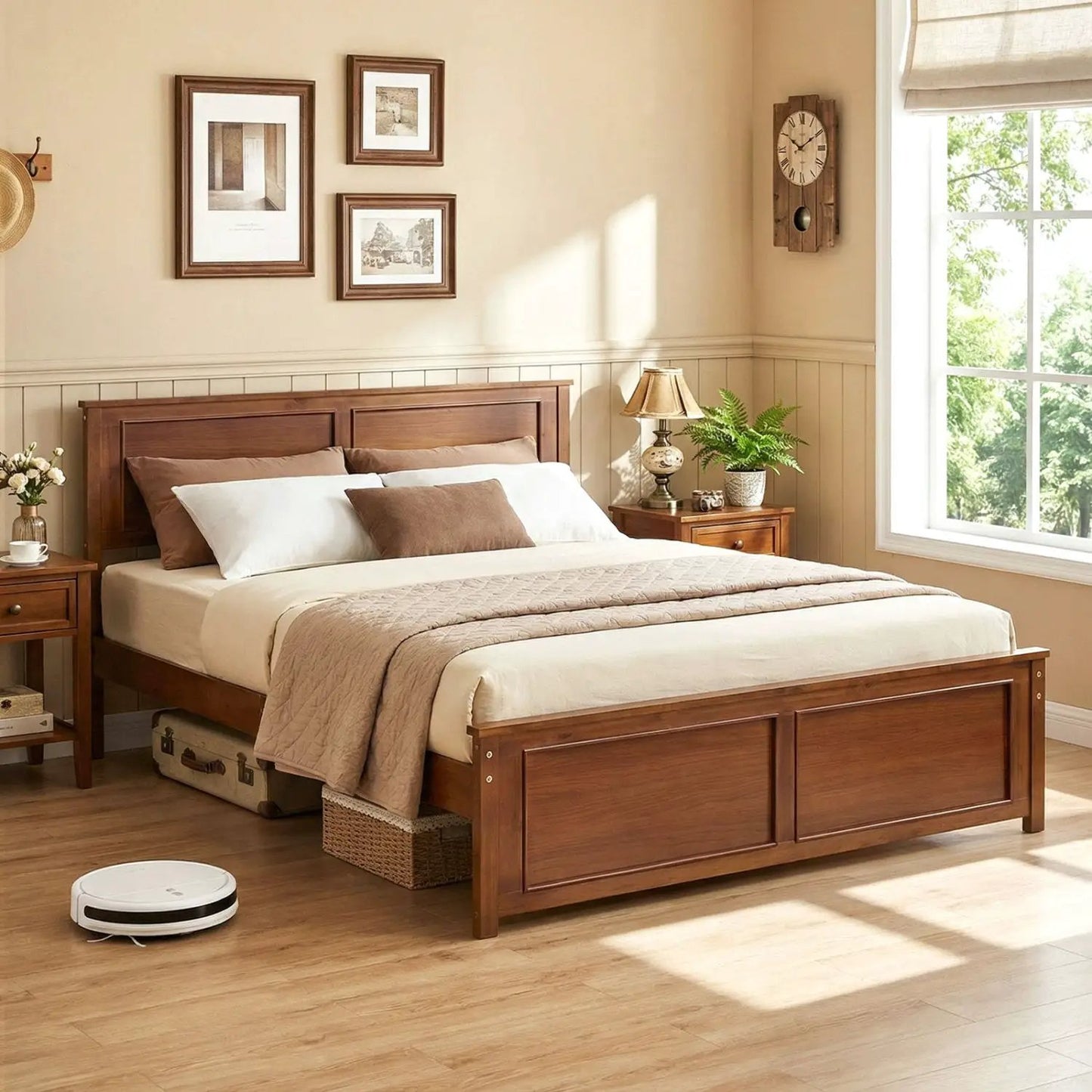 Twin Wooden Platform Bed Frame with Headboard
