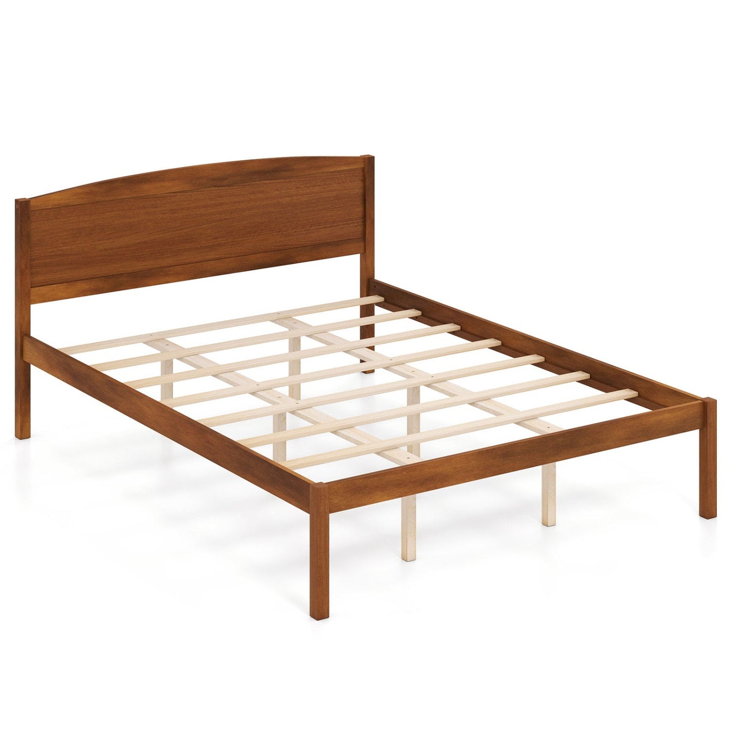 Queen platform bed frame in walnut with curved headboard by DirectDeals on Tampa Home & Garden Store
