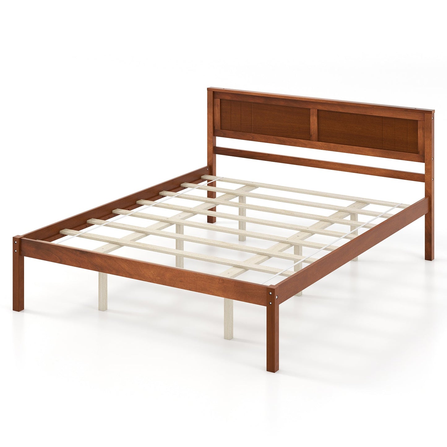 Base de cama Twin/Full/Queen con cabecero de madera y soporte de listones - Tamaño matrimonial