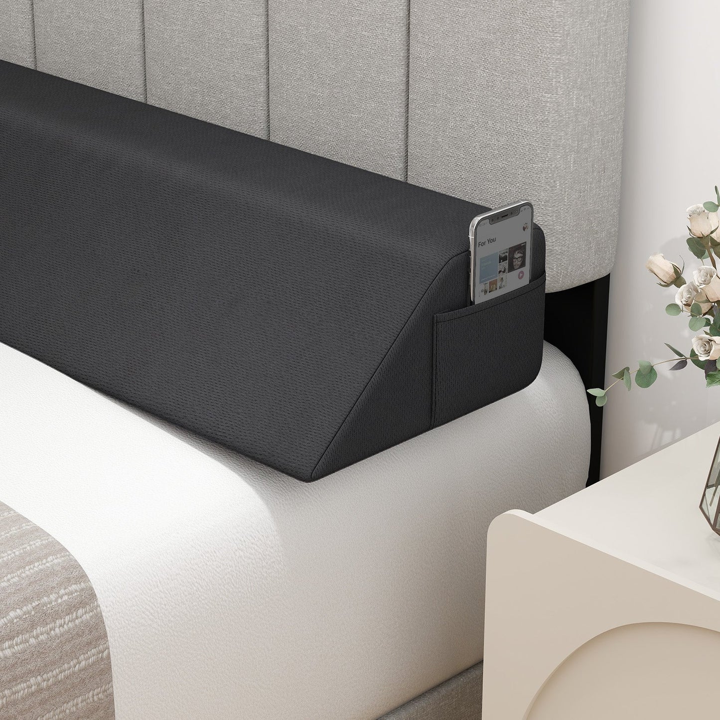 Almohada de cuña para cama con bolsa de almacenamiento - Tamaño completo