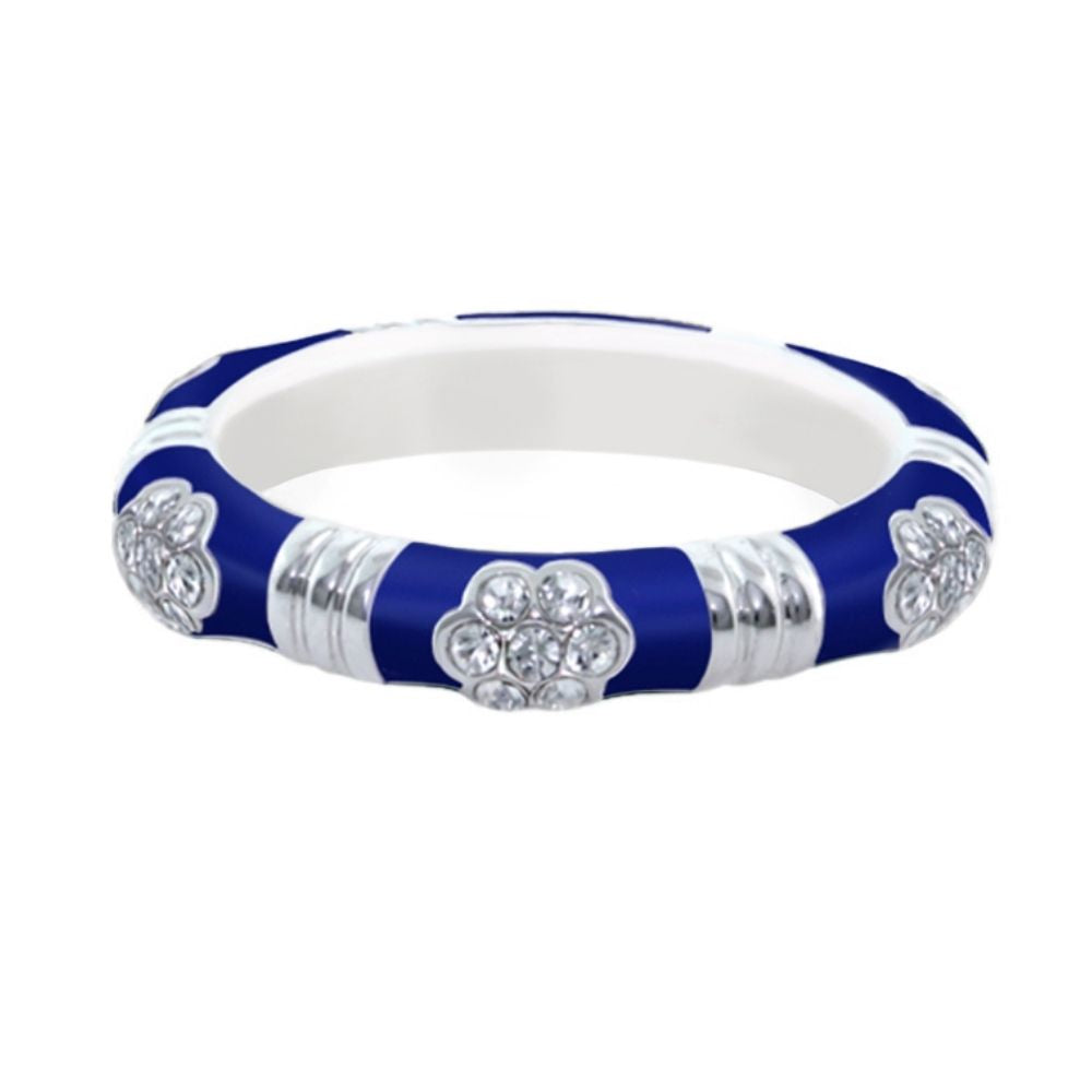 Daisy Love Stackable Ring pavé flower blue enamel with silver-tone bands Lauren G Adams on Tampa Home & Garden Store