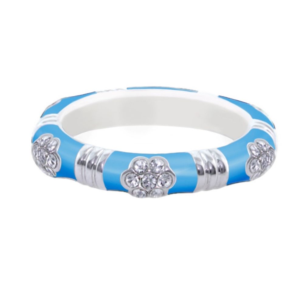 Daisy Love Stackable Ring Pavé Flower blue enamel with silver accents Lauren G Adams on Tampa Home & Garden Store