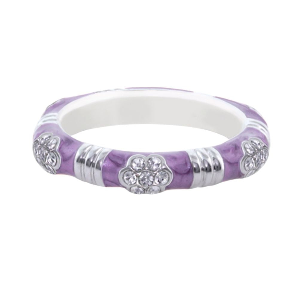 Daisy Love Stackable Ring Pavé Flower lavender purple with silver accents on Tampa Home & Garden Store