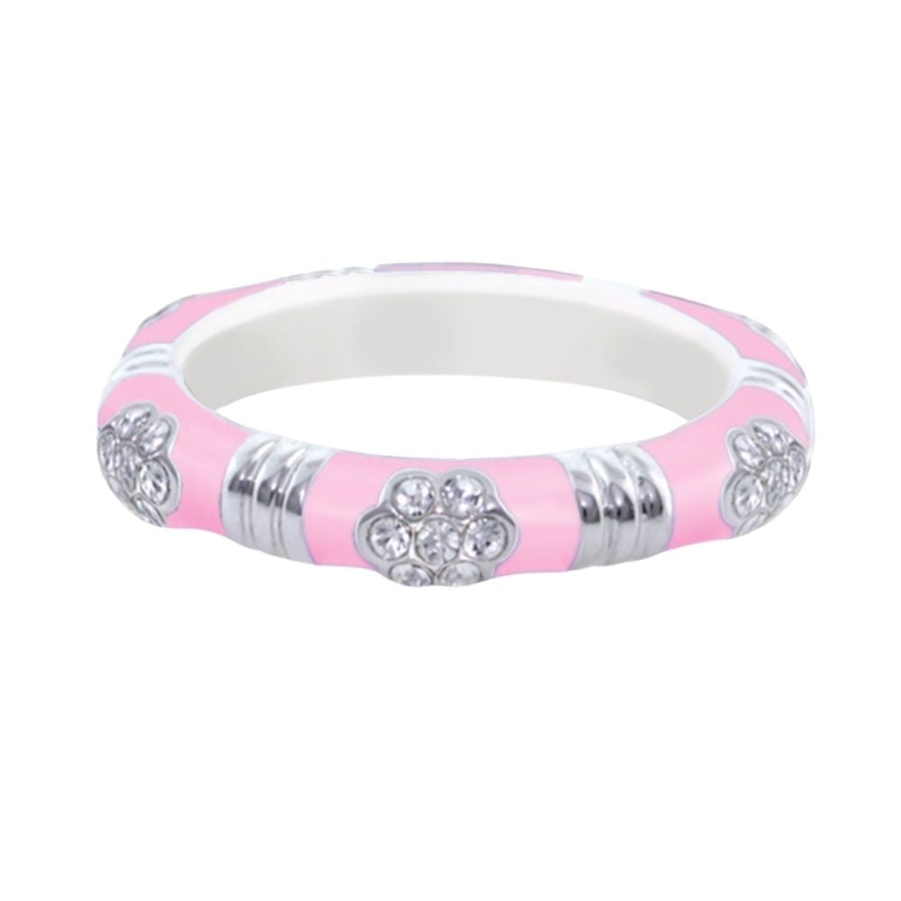 Daisy Love Stackable Ring Pavé Flower pink enamel with silver-tone bands Lauren G Adams on Tampa Home & Garden Store