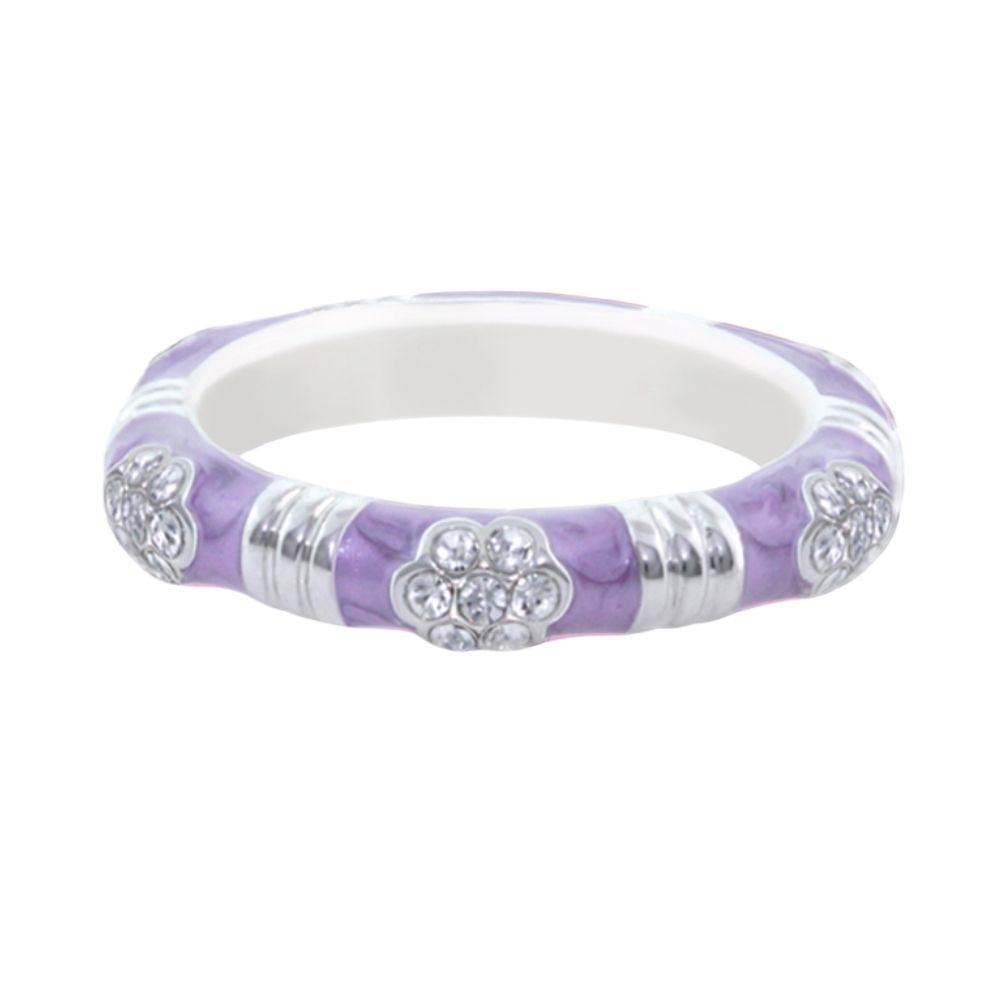 Stackable Ring Daisy Love Pavé Flower with lavender enamel band and silver floral accents on Tampa Home & Garden Store