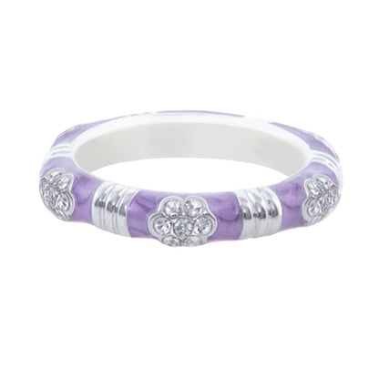 Stackable Ring Daisy Love Pavé Flower with lavender enamel band and silver floral accents on Tampa Home & Garden Store