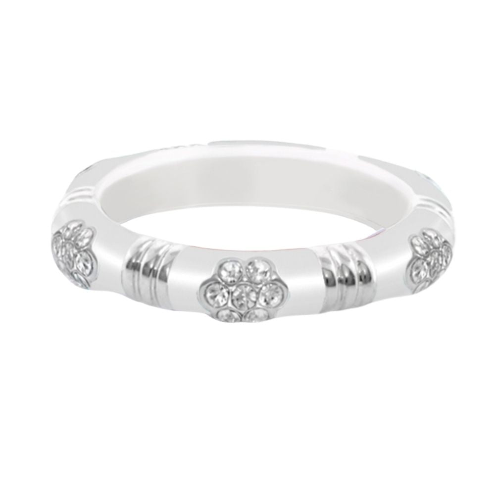 Daisy Love Stackable Ring by Lauren G Adams, silver-tone stackable ring with pavé flower motif on Tampa Home & Garden Store