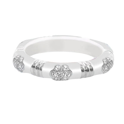 Daisy Love Stackable Ring by Lauren G Adams, silver-tone stackable ring with pavé flower motif on Tampa Home & Garden Store