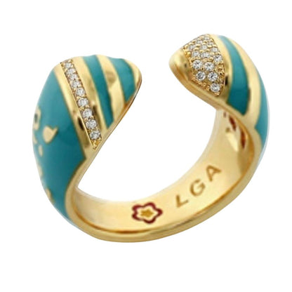 Flowers by Orly Ring — Open Pavé Wrap, turquoise enamel gold with pavé by Lauren G Adams on Tampa Home & Garden Store