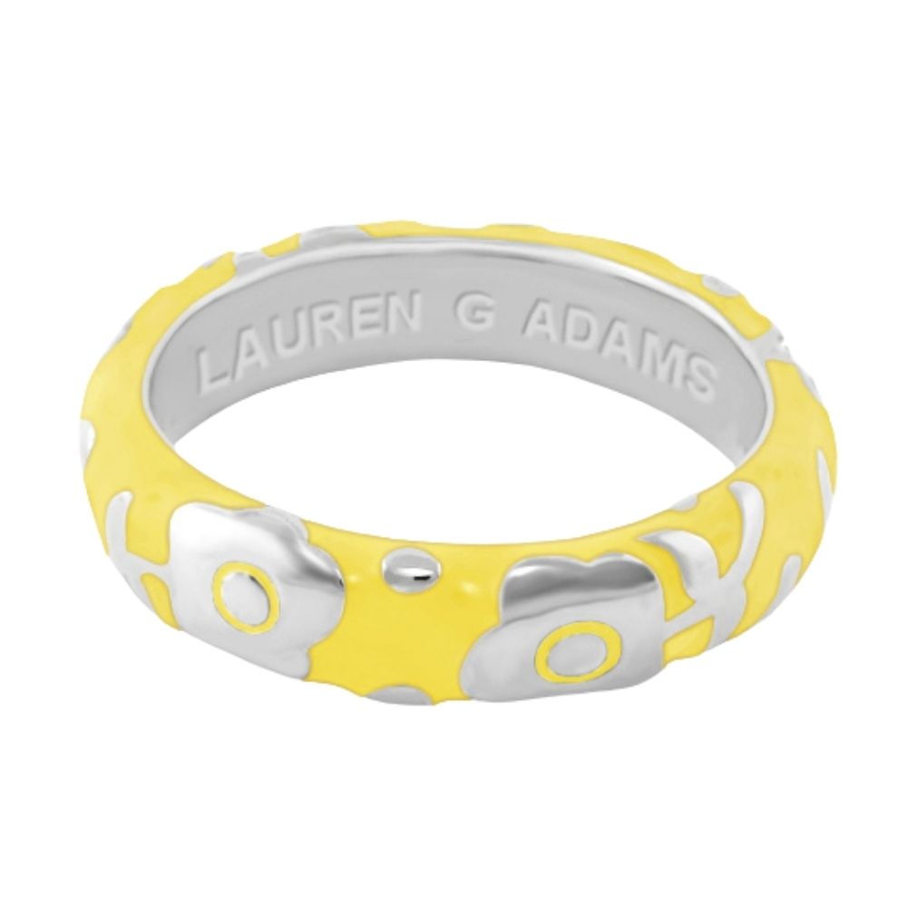 Flowers by Orly Stackable Ring in yellow enamel with silver flower accents, Lauren G Adams on Tampa Home & Garden Store
