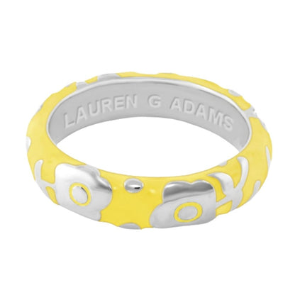 Flowers by Orly Stackable Ring in yellow enamel with silver flower accents, Lauren G Adams on Tampa Home & Garden Store