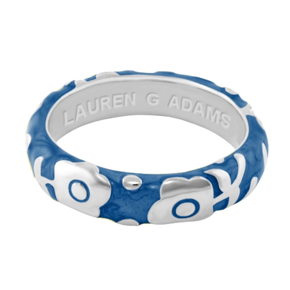 Flowers by Orly Stackable Ring in blue enamel with white flower motifs by Lauren G Adams on Tampa Home & Garden Store