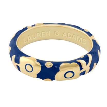 Flowers by Orly Stackable Ring blue enamel with gold-tone floral motifs Lauren G Adams on Tampa Home & Garden Store