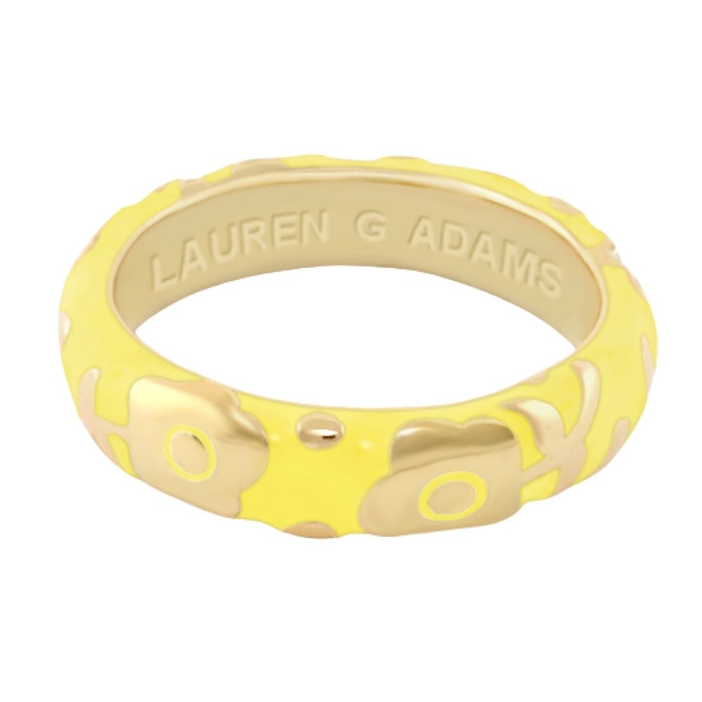 Flowers by Orly Stackable Ring yellow enamel with gold-tone floral motif Lauren G Adams on Tampa Home & Garden Store